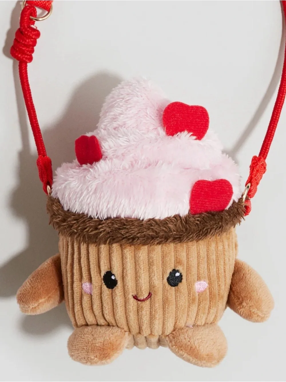 H&M Mini Cupcake Plush Purse Shoulder Bag Pink Red Brown Padded Toy Cute Small